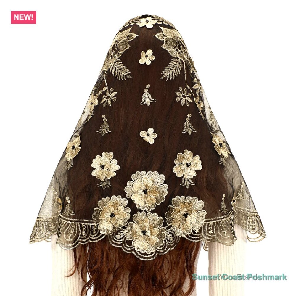 Hand-Stitched Spanish Lace Mantilla Veil for Church Mass